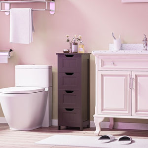 Segawe Narrow Floor Bathroom Storage Cabinet w/ Slide Out Drawers for Small Space Brown