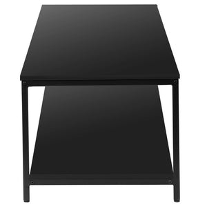 Segawe Black Coffee Table for Living Room Rectangle 2-Tier Coffee Tables with Storage