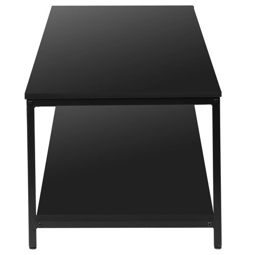 Segawe Black Coffee Table for Living Room Rectangle 2-Tier Coffee Tables with Storage