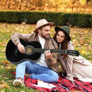 Segawe 38" Full Size Acoustic Guitar Adult Kids Beginners Black Guitar with Guitar Pick