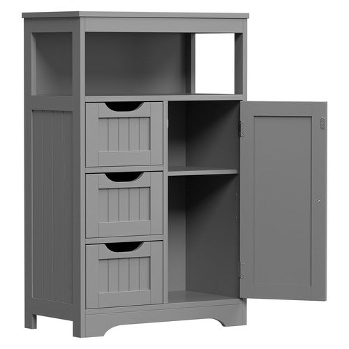 Segawe Bathroom Floor Cabinet Storage Organizer Cabinet with Drawers and Door Gray