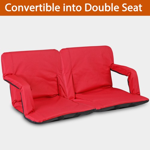 Segawe 2X Reclining Stadium Seat for Bleachers Padded Backrest Adjustable Armrests Red