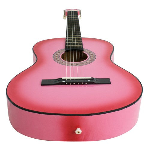 Segawe Pink Acoustic Guitar for Junior with Guitar Case, Strap, Tuner Practice Easily