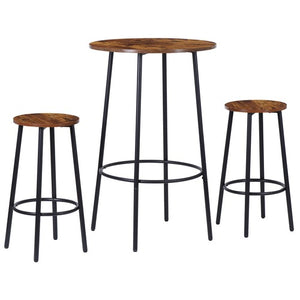 Segawe 3 Piece Pub Dining Set Bar Table & Stools for 2 Kitchen Counter Height Wood Top