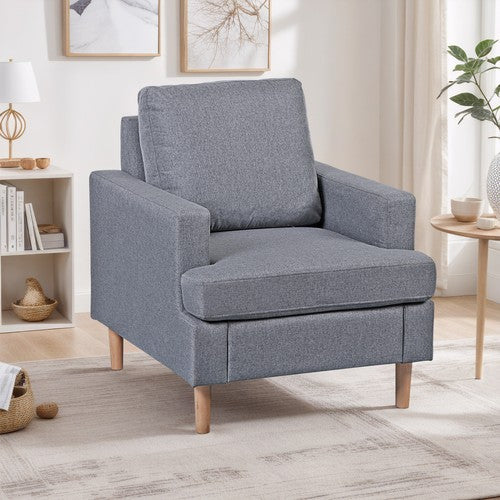 Segawe Accent Chair Mid-Century Comfy Upholstered Lounge Arm Chair with Pillow Grey