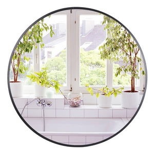 Segawe Black Round Mirror 30 inch Circle Mirror Metal Frame Wall Mounted Vanity Mirror