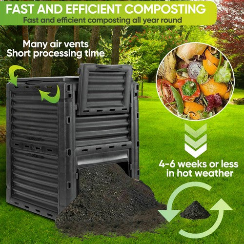 Segawe 80 Gallon Garden Composter Bin Outdoor Fast Creation of Fertile Soil Compost Bin
