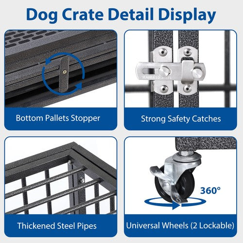Segawe Indestructible Escape Proof Dog Cage Kennel High Anxiety Double Door Dog Crate