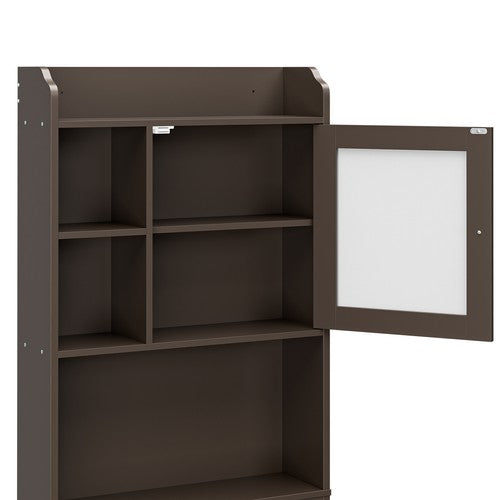Segawe Wood Over The Toilet Bathroom Storage Cabinet Organizer w/Adjustable Shelf Brown