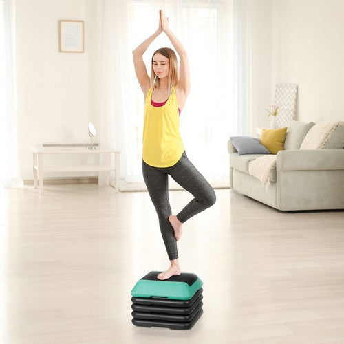 Segawe 16" Adjustable Aerobic Stepper Exercise Workout Step Platform with 4 Riser Green