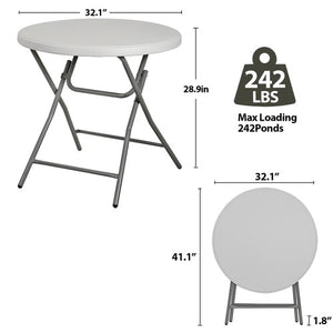 Segawe 32" Round High Top Folding Camping Table Portable Outdoor Party Patio Cocktail