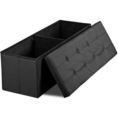 Segawe 43Inch Folding Ottoman Storage Bench Chest Footrest Long Box w/Padded Seat Black