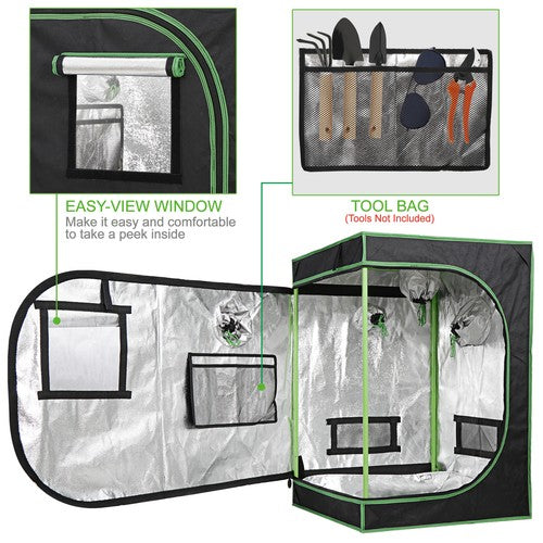 Segawe Hydroponic Grow Tent 100% Reflective Mylar Non Toxic Indoor Room with Window