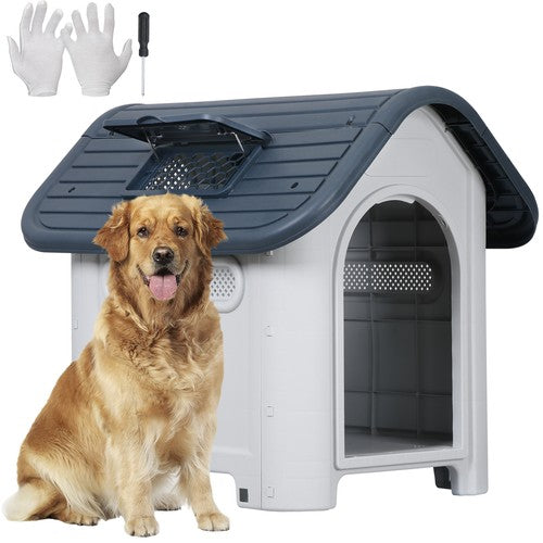 Segawe 30" Dog House In/Outdoor Ventilate Waterproof Puppy Shelter Adjustable Skylight