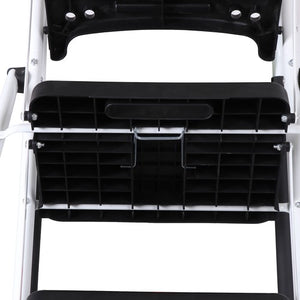 Segawe 5 Step Ladder Folding Steel Step Stoo w/Non-Slip Wide Pedal and Tool Tray White