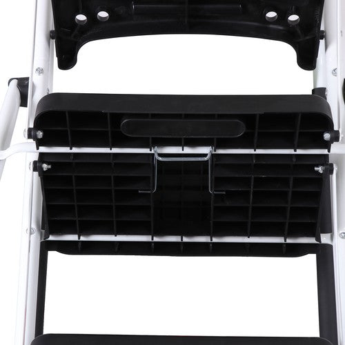 Segawe 5 Step Ladder Folding Steel Step Stoo w/Non-Slip Wide Pedal and Tool Tray White