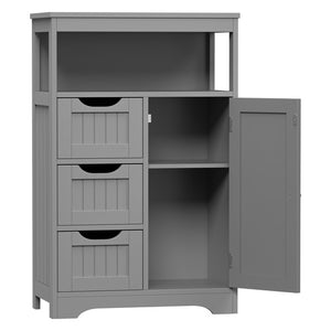 Segawe Bathroom Floor Cabinet Storage Organizer Cabinet with Drawers and Door Gray