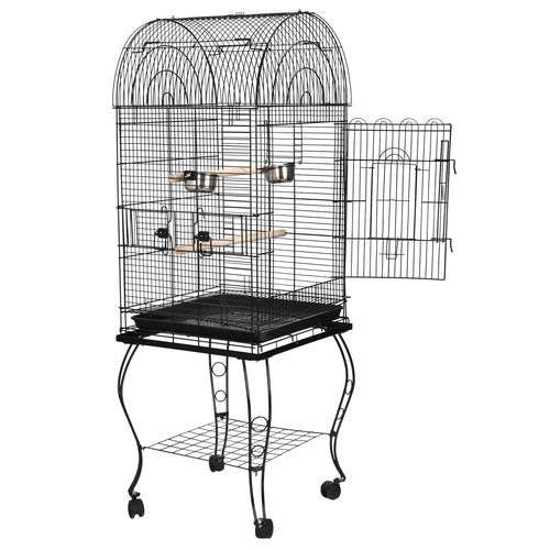 Segawe 64" Rolling Bird Cage w/Open Play Top for Small Parrot Cockatiel Parakeet Home