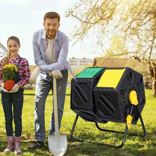 Segawe Compost Tumbler Bin 37Gal Outdoor Composter Fast Create Fertile 360¡ãDual Chamber