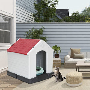Segawe Outdoor Dog House Water Resistant Dog House Shelter for Small to Medium Size Red