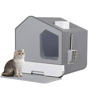 Segawe Extra Large Enclosed Cat Litter Box with Mat and Litter Scoop Anti-Splashing XL