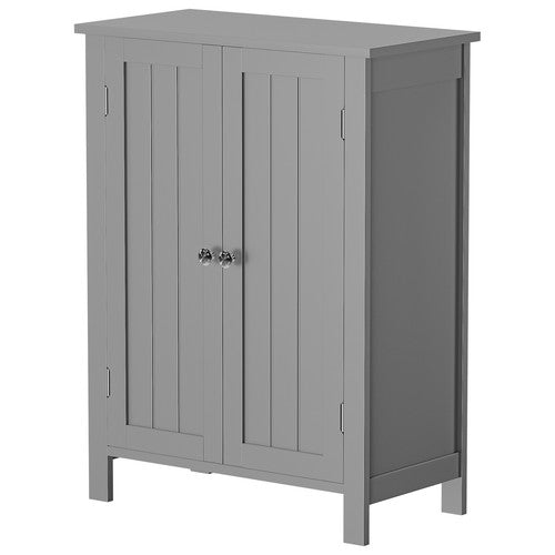 Segawe Bathroom Floor Storage Cabinet with Adjustable Shelf Double Door Organizer Grey