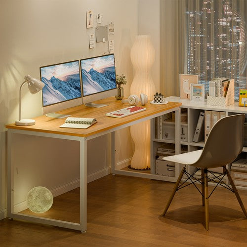 Segawe 55" Large Computer Desk Writing Desk Natural Study Office Desk Corner Table