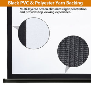 Segawe 72" Roll Down Pull Down Projection Projector Screen 4:3 HD Movie Theater Black