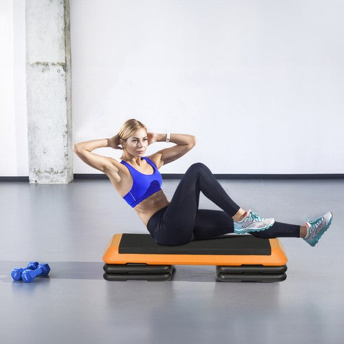 Segawe 43'' Exercise Aerobic Step Platform Adjustable Fitness Stepper w/4 Risers Orange