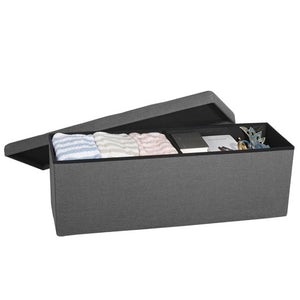 Segawe 43"Storage Ottoman Bench Folding Chest Footrest Stool MDF Frame w/Lid Light Grey