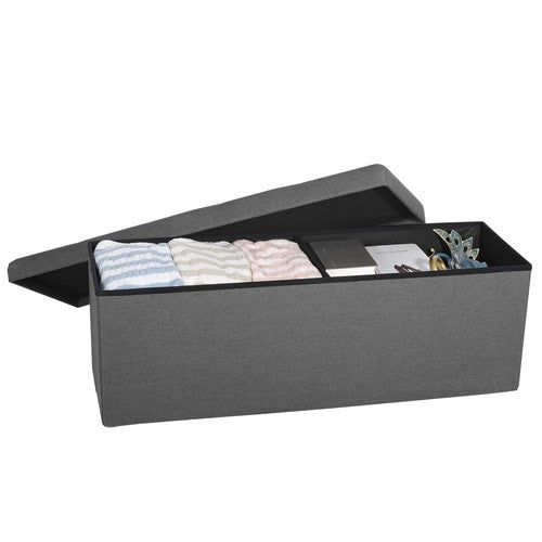 Segawe 43"Storage Ottoman Bench Folding Chest Footrest Stool MDF Frame w/Lid Light Grey