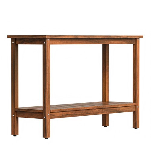 Segawe 2-Shelf Wooden Console Table Indoor Outdoor Multifunctional 48" w/Foot Sliders