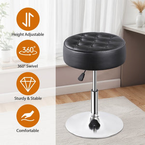 Segawe Adjustable Swivel Makeup Ottoman Stool Round Vanity Stool For Bedroom Black