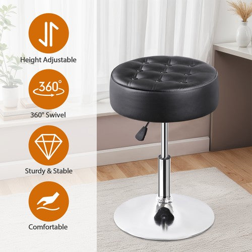 Segawe Adjustable Swivel Makeup Ottoman Stool Round Vanity Stool For Bedroom Black