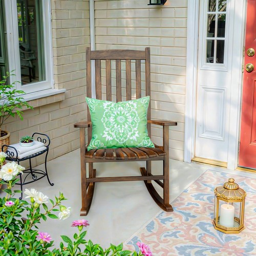 Segawe 2PCS Natural Patio Rocking Chair Poly Porch with Slat Backrest Smooth Armrests