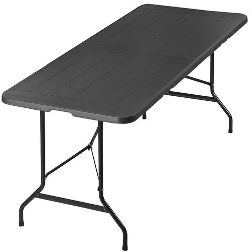 Segawe 6FT Plastic Folding Table Portable Fold-in-Half Picnic Table with Handle Black