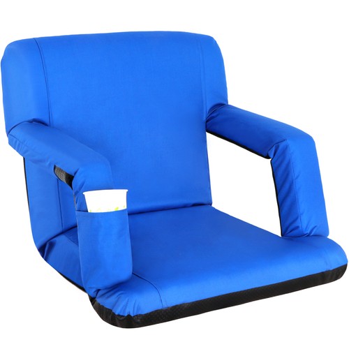 Segawe Wide Stadium Seat for Bleachers Reclining Stadium Chair Seat w/Back Cushion Blue