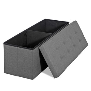Segawe 43"Storage Ottoman Bench Folding Chest Footrest Stool MDF Frame w/Lid Light Grey