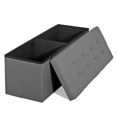 Segawe 43"Storage Ottoman Bench Folding Chest Footrest Stool MDF Frame w/Lid Light Grey