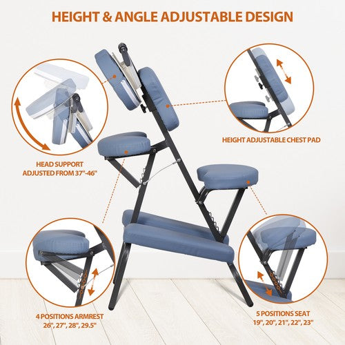 Segawe Adjustable Massage Chair PU Leather Pad Compact Travel Tattoo Spa Salon Chair