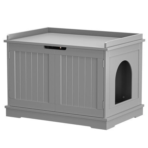 Segawe Cat Washroom Storage Bench Litter Box Cover with Sturdy Wooden Gray