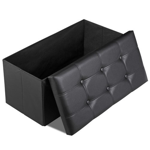 Segawe 30" Folding Storage Ottoman Bench Storage Chest Footrest with Padded Seat Black