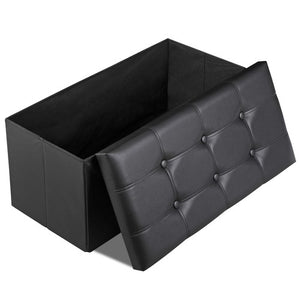 Segawe 30" Folding Storage Ottoman Bench Storage Chest Footrest with Padded Seat Black