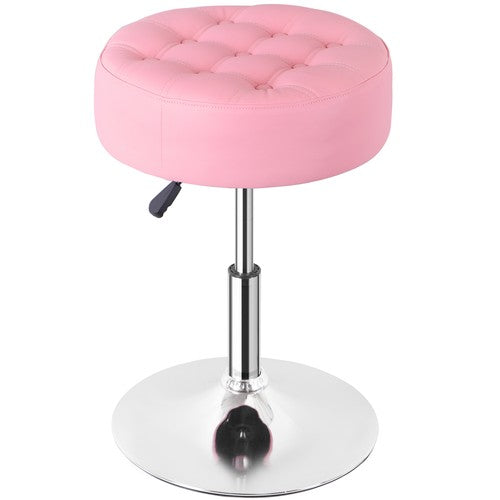Segawe Round Vanity stool for Makeup Room PU Leather 360¡ã Swivel Bar Stool Chair Pink