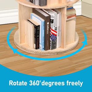 Segawe Rotating Bookshelf Small 2-Tier Corner Freestanding Bookcase for Kids and Adults