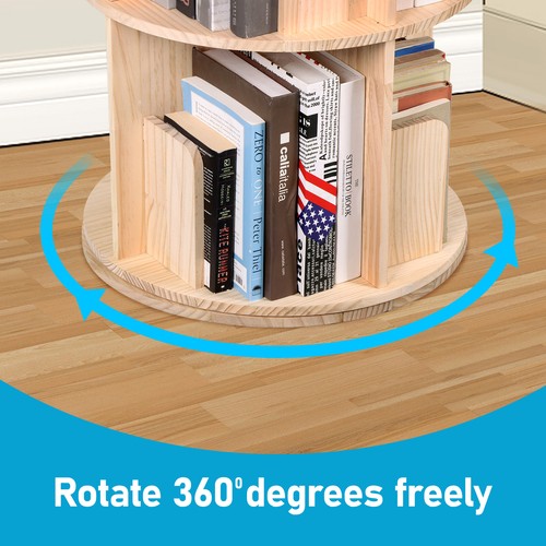 Segawe Rotating Bookshelf Small 2-Tier Corner Freestanding Bookcase for Kids and Adults