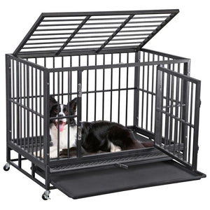 Segawe Indestructible Escape Proof Dog Cage Kennel High Anxiety Double Door Dog Crate