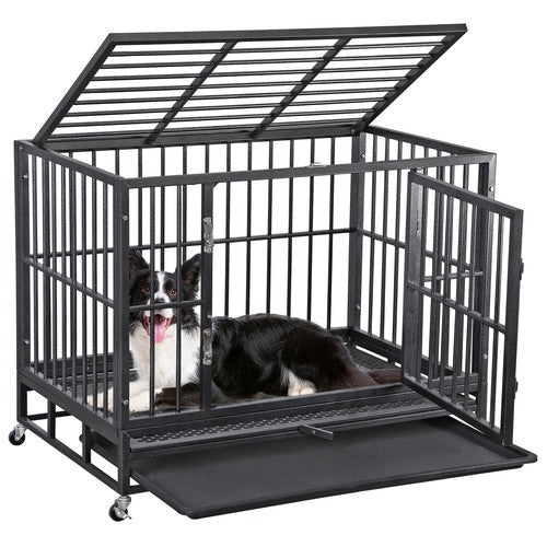 Segawe Indestructible Escape Proof Dog Cage Kennel High Anxiety Double Door Dog Crate