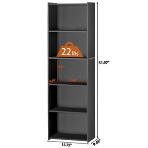 Segawe 5-Tier BookShelf with Open Storage Shelf Storage Rack for Bedroom Display Black