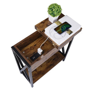 Segawe 24'' Side Table with USB Ports and Outlets X-Design Narrow Sofa Side Table Home